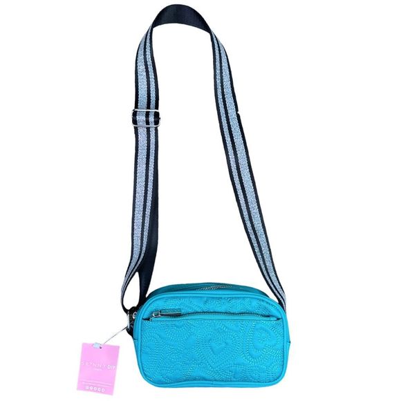 SkinnyDip London Millie Hearts Nylon Turquoise Camera Bag - 8" x 5" x 3” - Picture 4 of 6